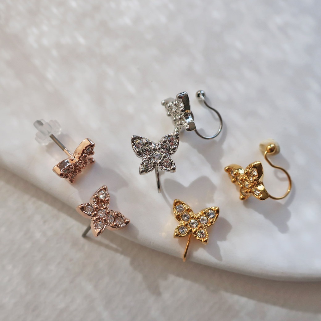 日本製 純国産 バタフライピアス K18GP 金属アレルギー対応 チタン