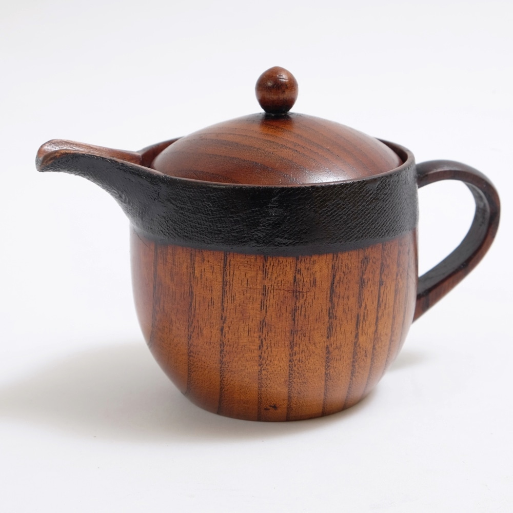急須 かわいい 天然木製 きゅうす 渕布張 漆塗り（大） 洗いやすい