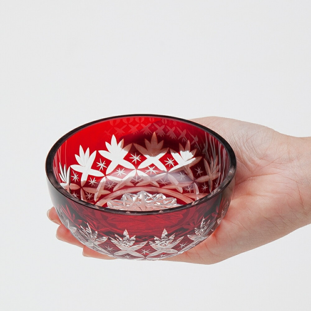 切子 小鉢皿 ガラス おしゃれ 皿 器 うつわ デザート皿 ボウル 松剣