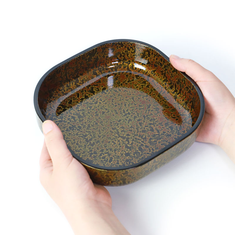 紀州塗り 菓子鉢 四方鉢 津軽錦 19.5cm 菓子器 正方形 日本製 国産