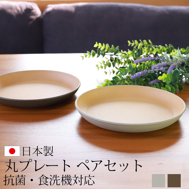 プレート 2枚セット 丸型 21cm 皿 アースカラー 食洗機対応 電子レンジ