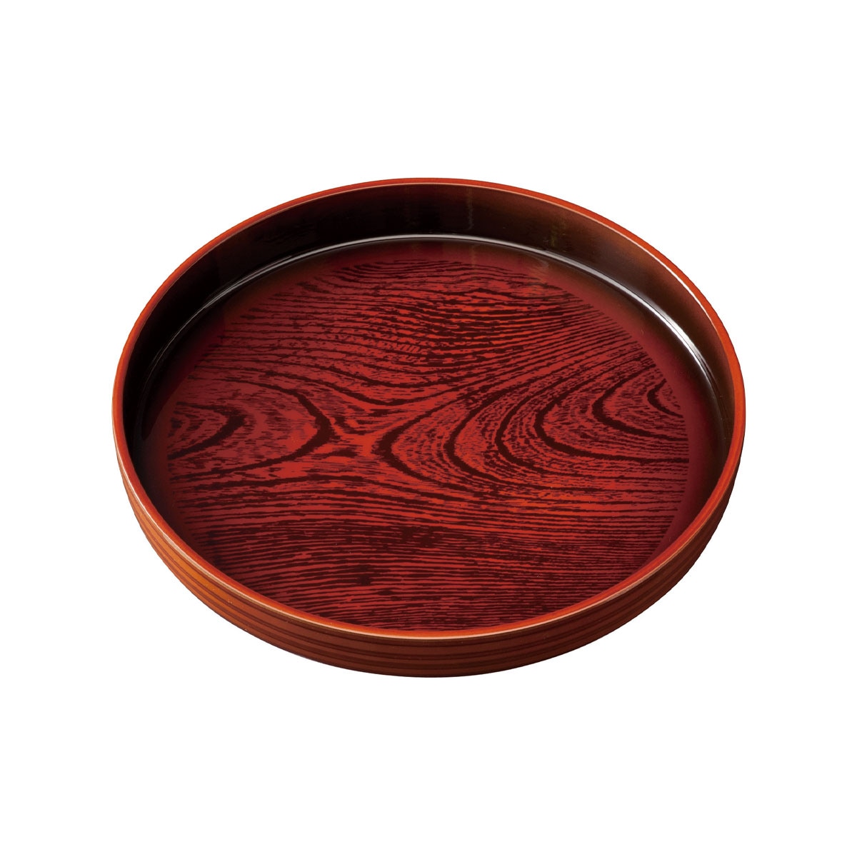 紀州塗り お盆 トレー 11寸 丸盆 両面ケヤキ杢目 茶盆 おしゃれ おぼん