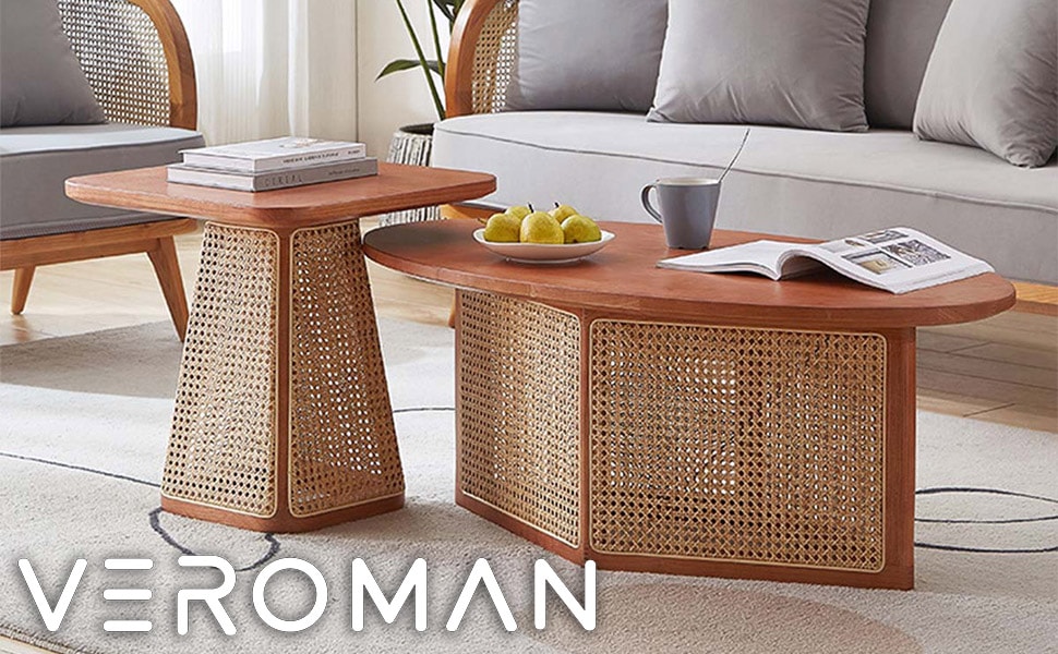 VeroMan ローテーブル ラタン センターテーブル リビング テーブル