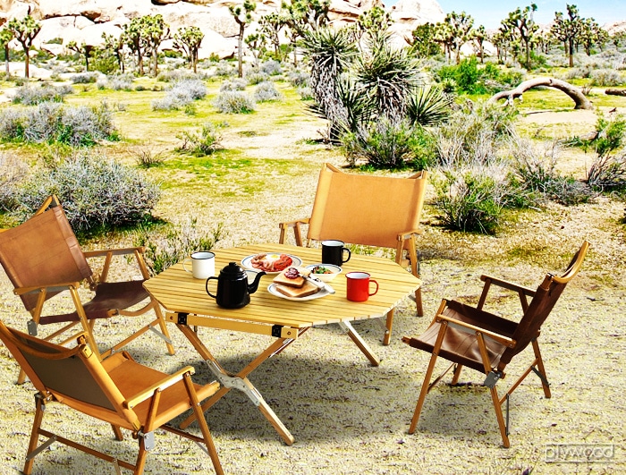 アウトプットライフ ウッド ロールトップテーブル [ オクタゴンS