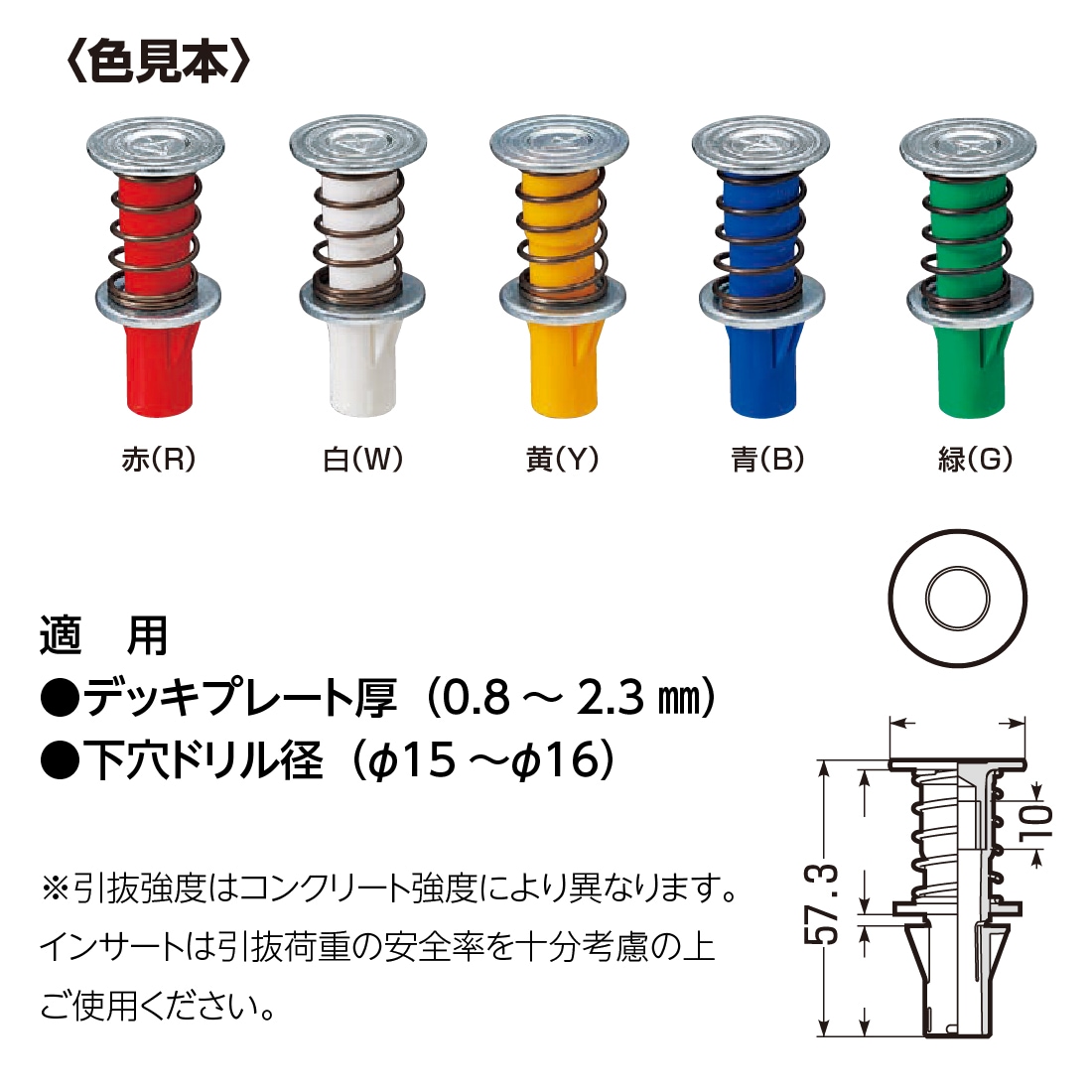 法人限定】NDB-3 ニューカラーインサート 型枠用 W3/8 50個位入 赤・白