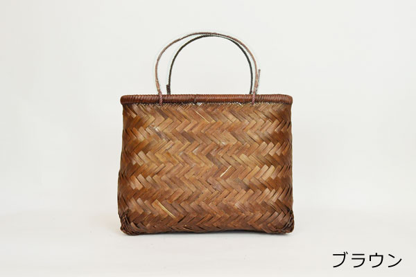 竹製 市場かご たて型L ブラウン 竹かごバッグ 市場籠