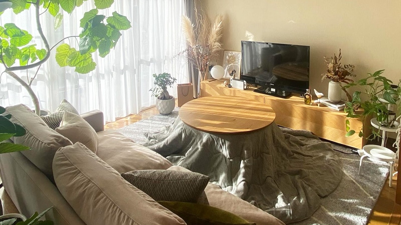 Wells｜ウェルズコタツテーブル｜オークの円形こたつ｜Nichibi