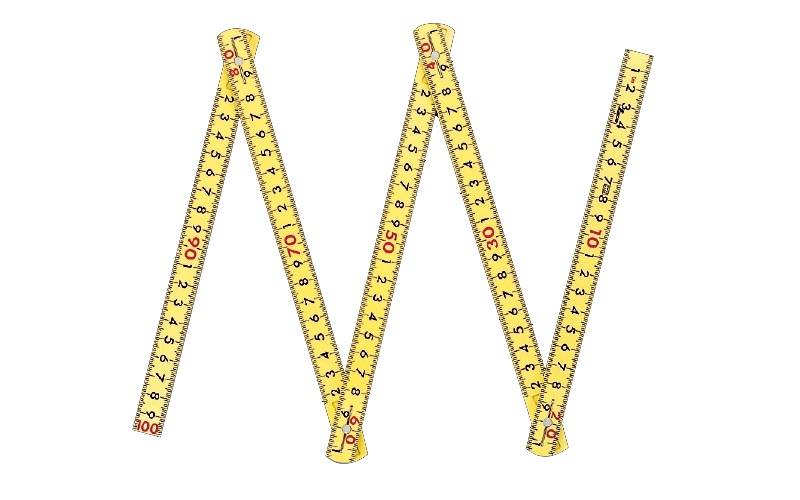 ファイバー折尺 5折 1m ㎝表示 イエロー | 樹脂製・竹製定規