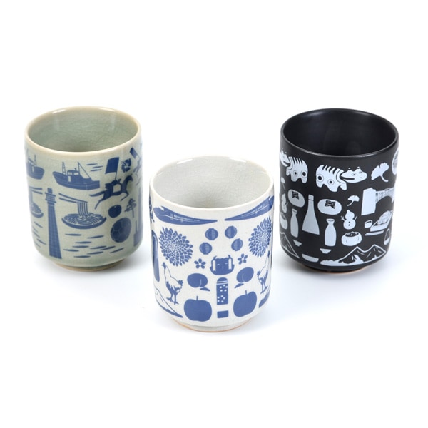 大堀相馬焼 ふくしま焼き物旅マップ 二重湯呑み 3個セット | ふくしま