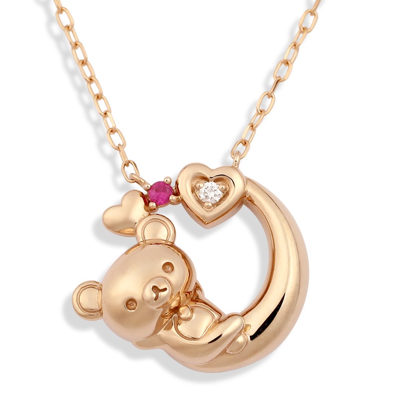 18金 コリラックマ ムーン ネックレス【LF Concept】 ピンク ゴールド