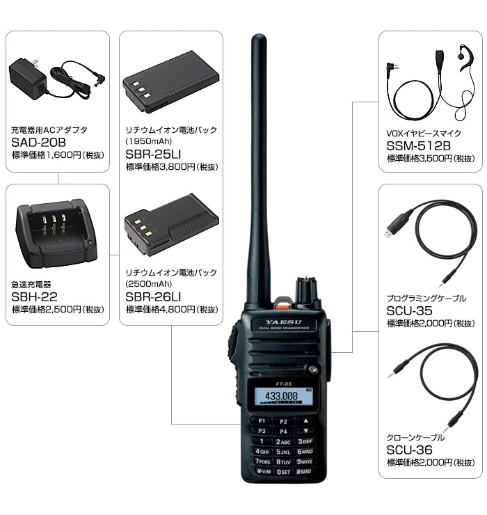 FT-65 ハンディ アマチュア無線機 ヤエス デュアルバンド FM