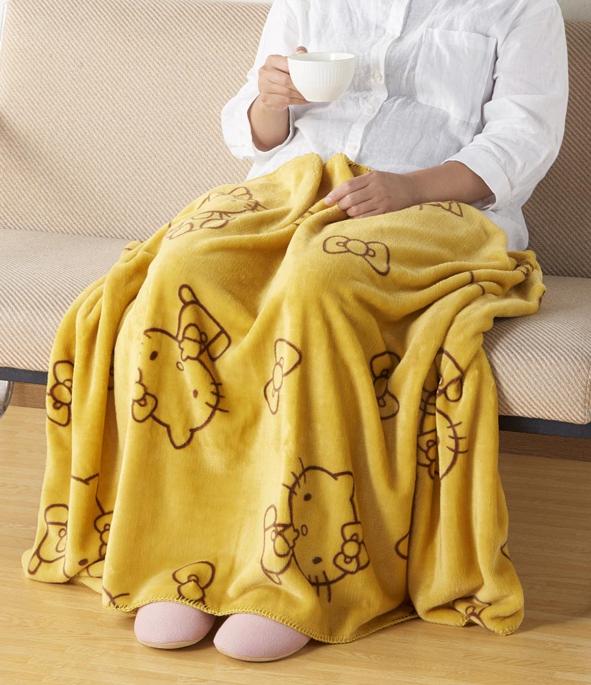 ひざ掛け(ハローキティ)/イエロー/大 ｜ 介護衣類・介護パジャマ