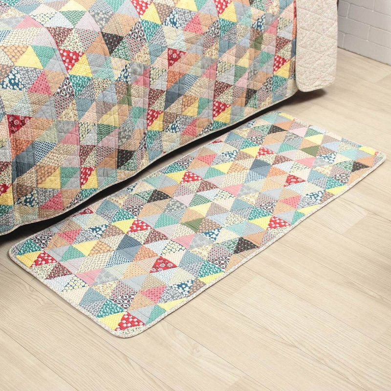 flower-flag コットンキルト ロングマット 約50×120cm｜インテリア