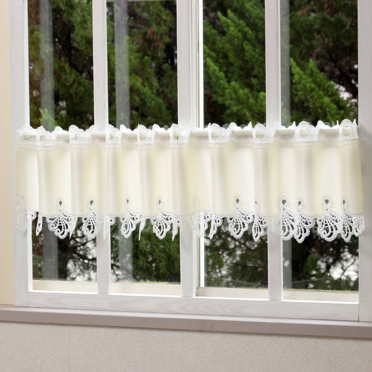 シェルモチーフレース ミニカフェカーテン 約150×25cm｜インテリア