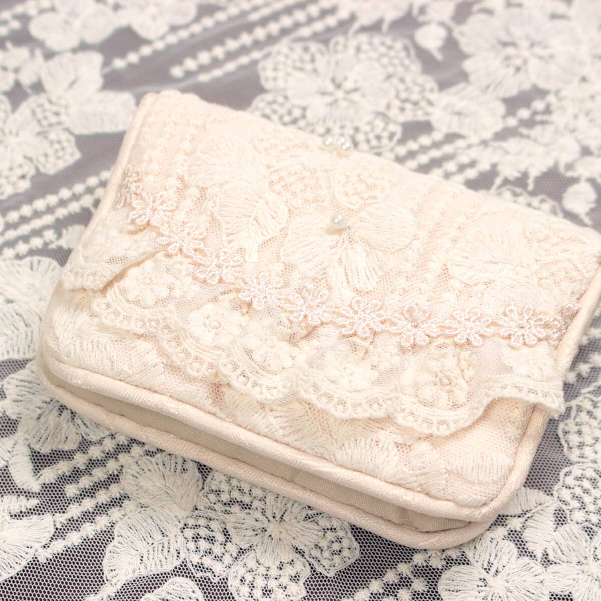 memoire チュールレース ミニティッシュケース 約9×12cm｜インテリア
