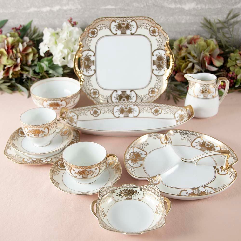 スリーティアー 3段 ケーキスタンド ノリタケ GOLDRIDGE プレート付き