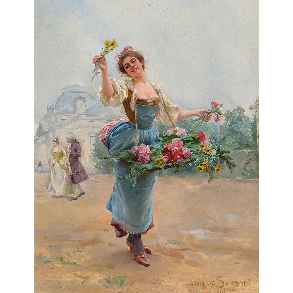 花売りの少女 【15号】 ルイ・マリー・ド・シュライバー 【 額縁が