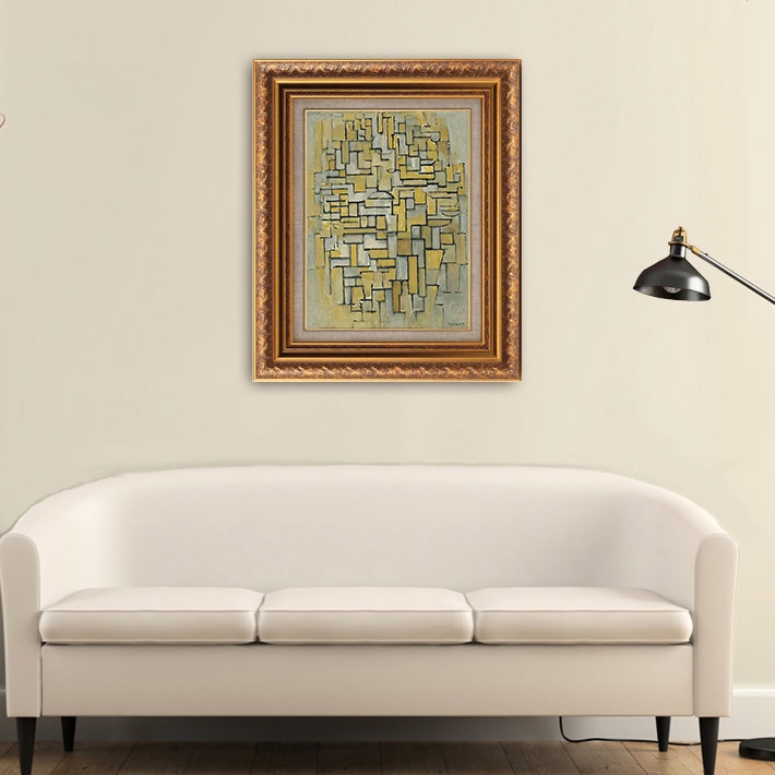 カラーブラウンとグレーの構成 【8号】 ピート・モンドリアン 【 額縁