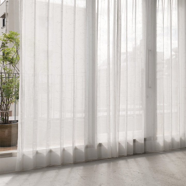 シームレスレースカーテン | ツタ模様刺繍 - trocco 低価格・高品質