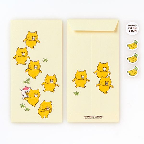 kodomoe shop｜【ノラネコぐんだん】 金封（長ポチ袋/3枚入/ おんぶ