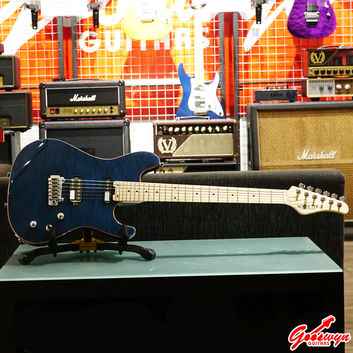 Schecter Japan MZ-1 See Thru Blue – Maple – Gooswyn Guitar