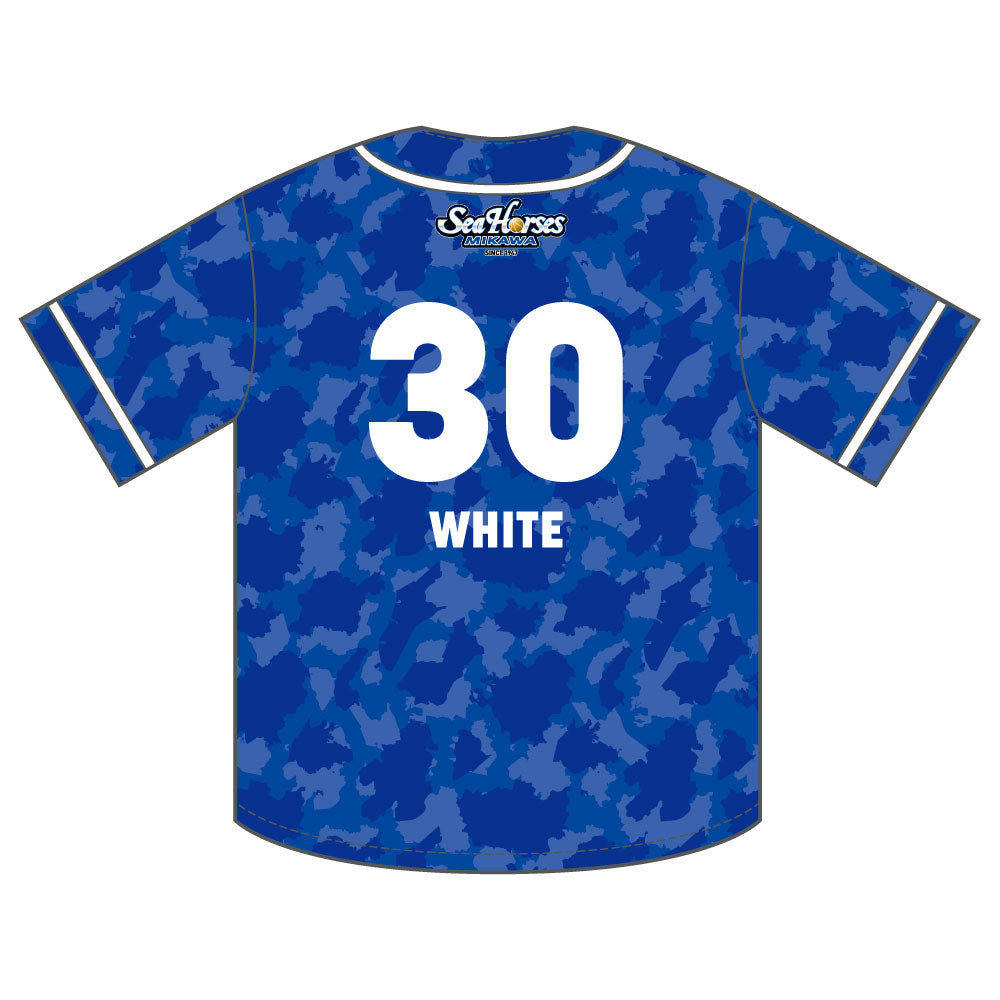 30ホワイト選手 2025-26 ナンバーベースボールシャツ – シーホース三河