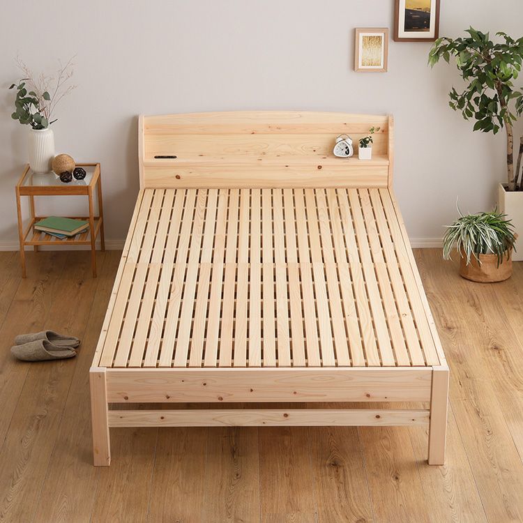 棚コンセント付き国産ひのきベッド 繊細すのこタイプ【HINOKA-ヒノカ