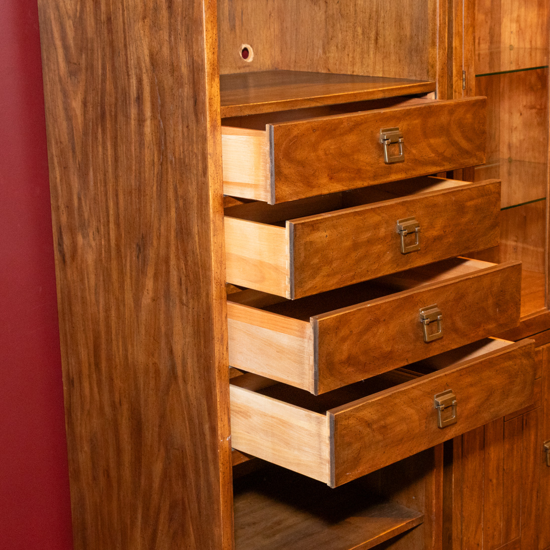 Vintage DREXEL Heritage Bookcase with 4 Central Drawers