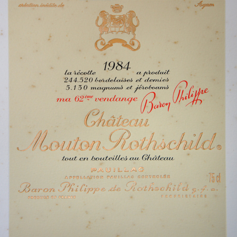 Château Mouton-Rothschild 1984 Label-Lithograph by 