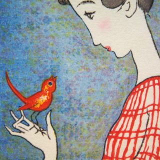竹久夢二 原画 / 松永安生 彫摺 木版画「赤い鳥」 | Graphio/büro-stil