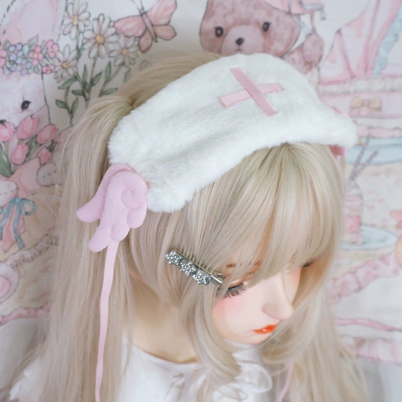 天使界隈 ココロを癒す もふもふ天使の羽付きヘッドドレス 水色界隈