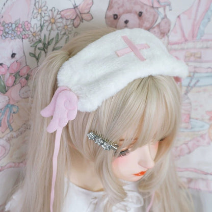天使界隈 ココロを癒す もふもふ天使の羽付きヘッドドレス 水色界隈