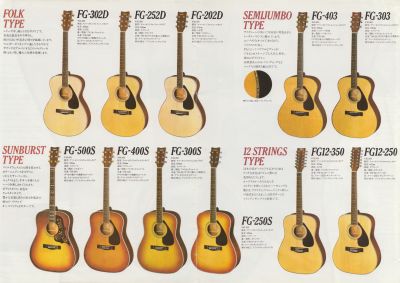 ヤマハ FGシリーズ アコースティックギターカタログ 1981年12月