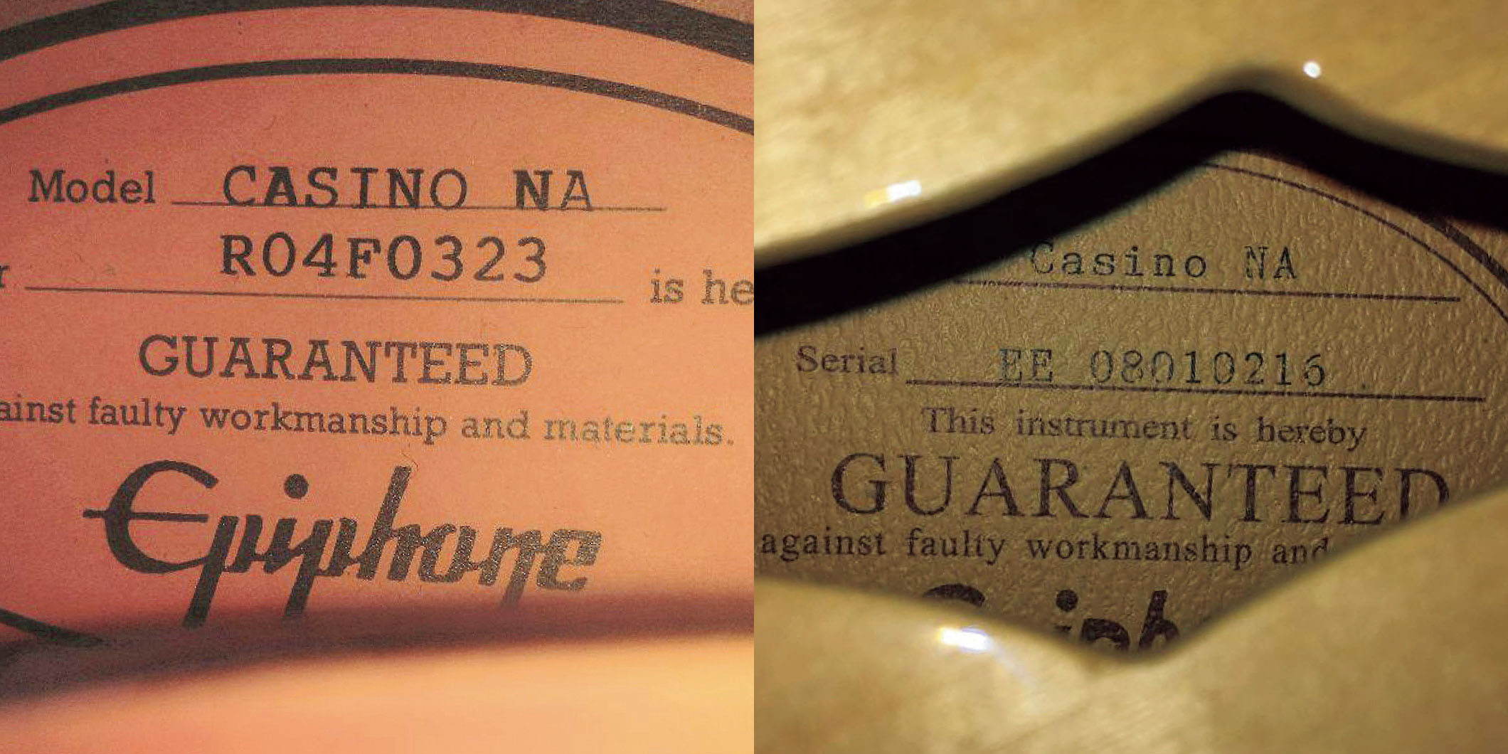 カジノで辿るエピフォンの生産場所と仕様変遷：1995年～ 韓国製