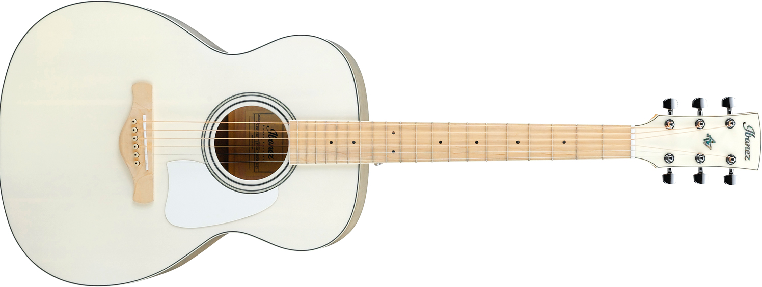 エレアコギター】-Ibanez-ギター全体が真っ白なフィニッシュがひと際目