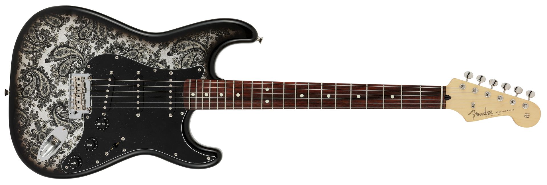 エレキギター】-Fender-ブラックペイズリー柄がカッコイイ！Made in