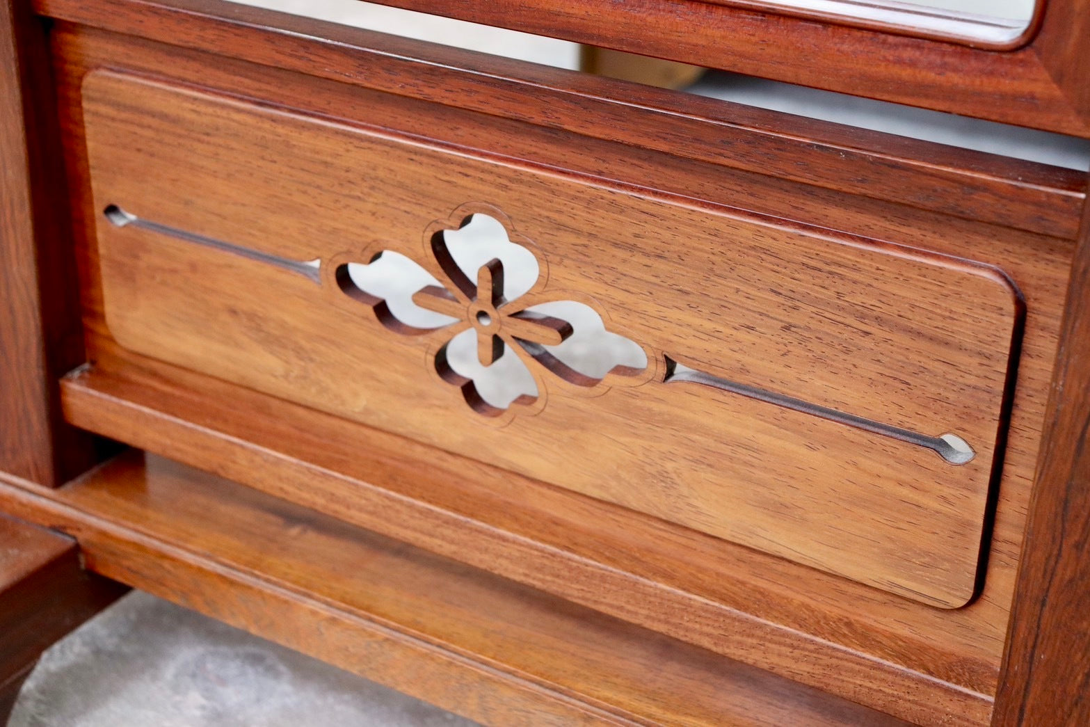 GMHK875○唐木家具 花梨 中国美術 姿見 全身鏡 ウォールミラー 和