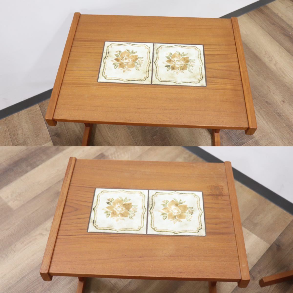 GMGH118○北欧ヴィンテージ ネストテーブル サイドテーブル チーク材