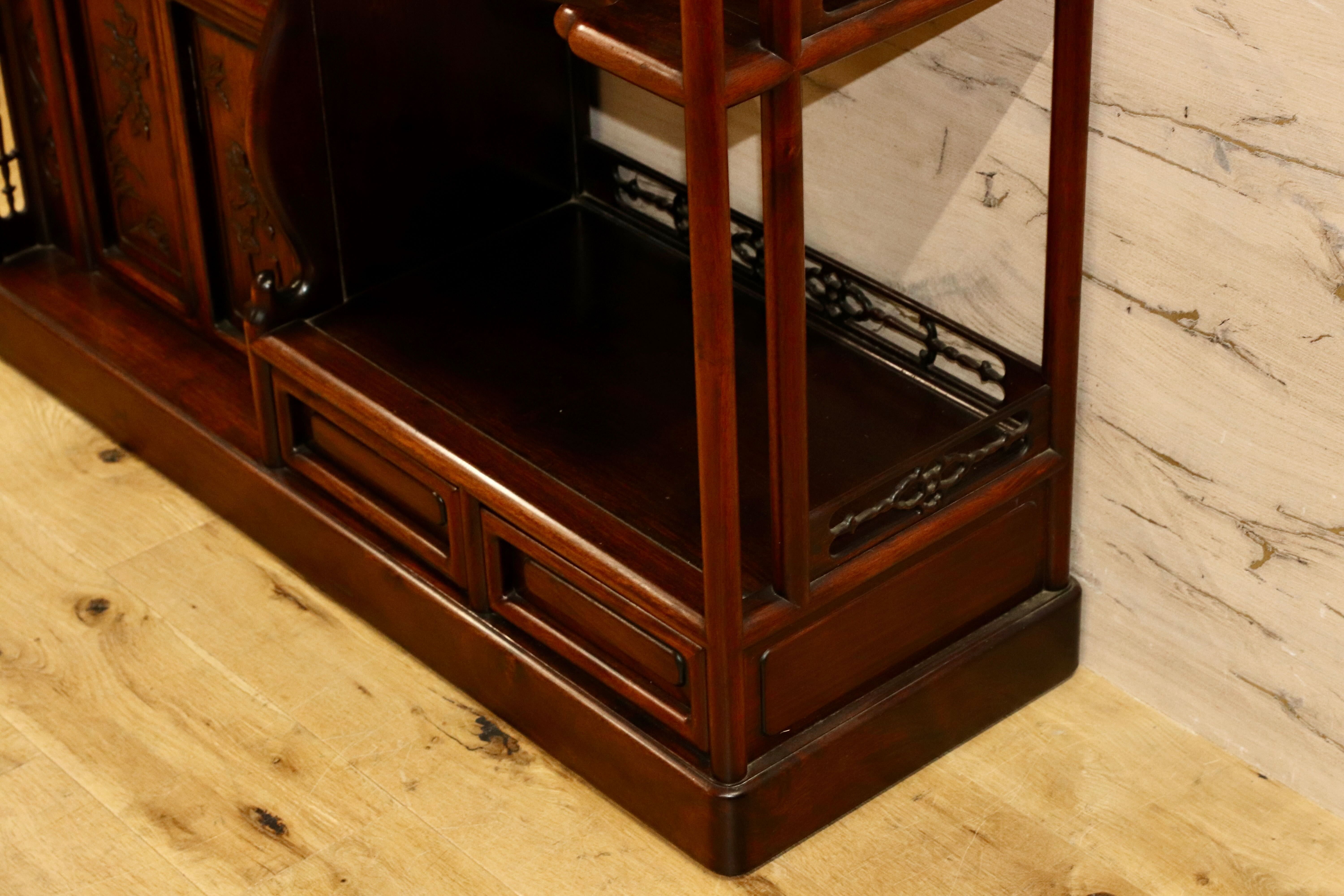 GMGH478○最高級 唐木家具 花梨 茶棚 飾り棚 サイドボード 和家具 和室