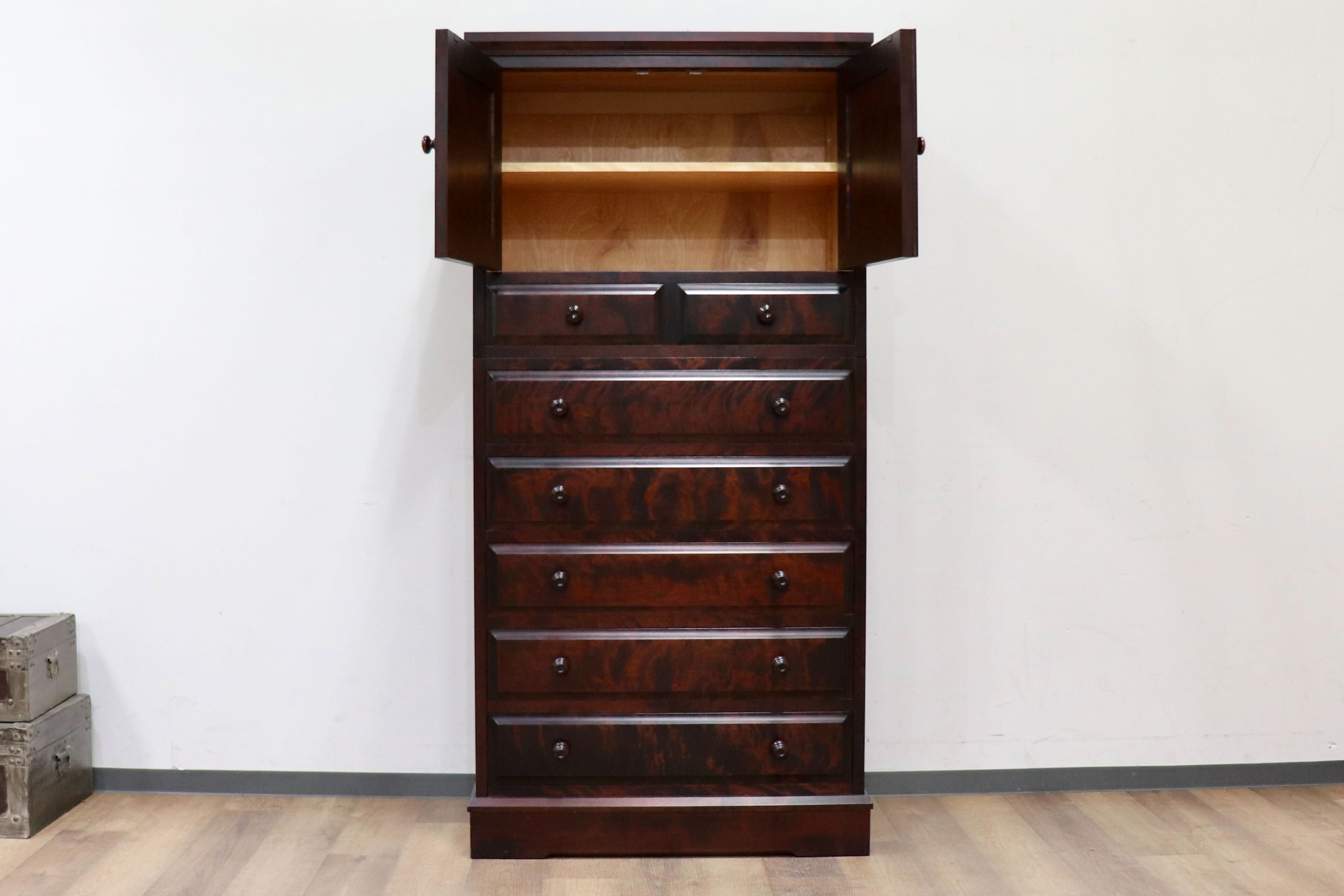 GMHK848○北海道民芸家具 7段チェスト 整理箪笥 ハイチェスト 収納家具