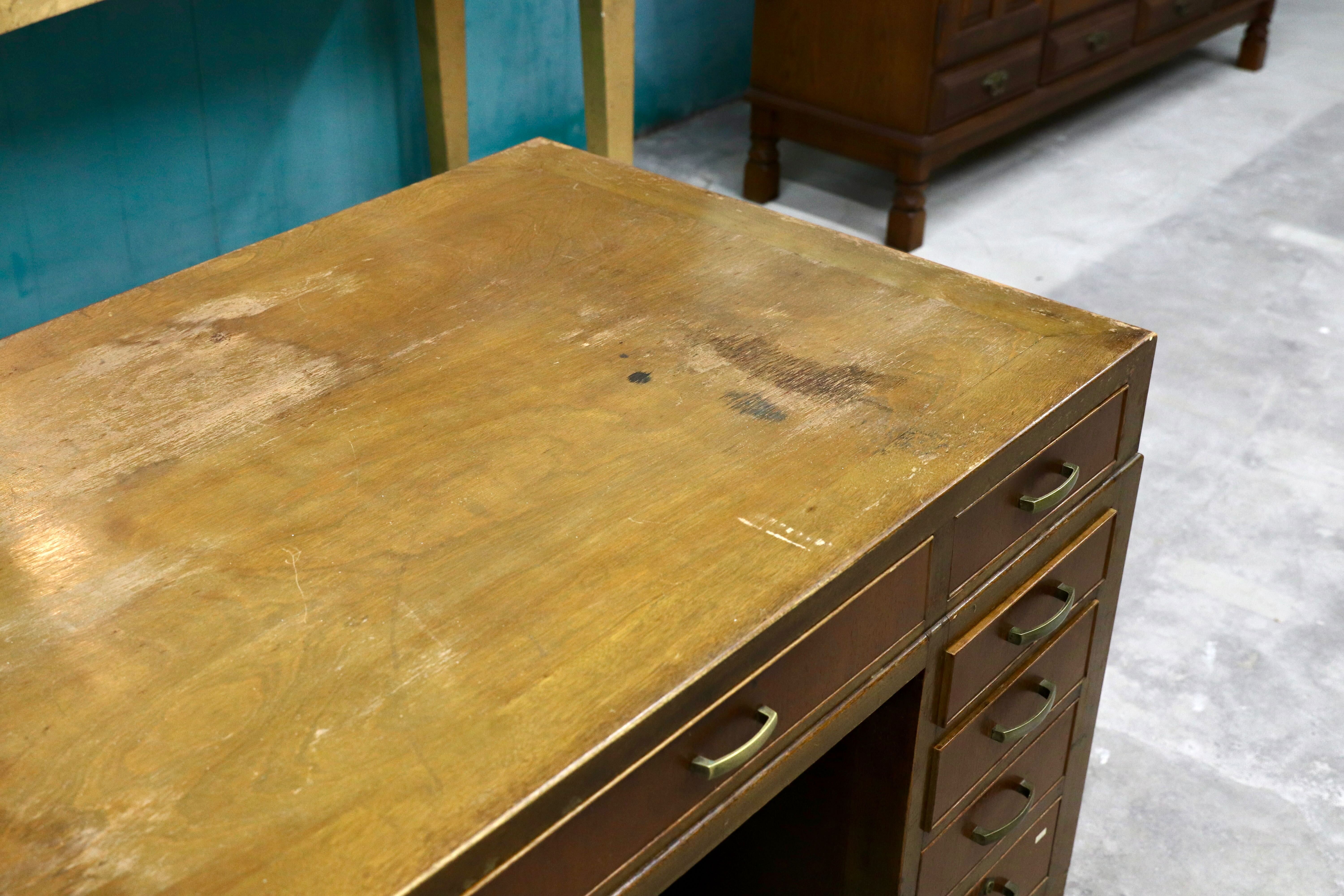 GMHK772○和製ヴィンテージ 昭和レトロ 両袖机 学習机 書斎机