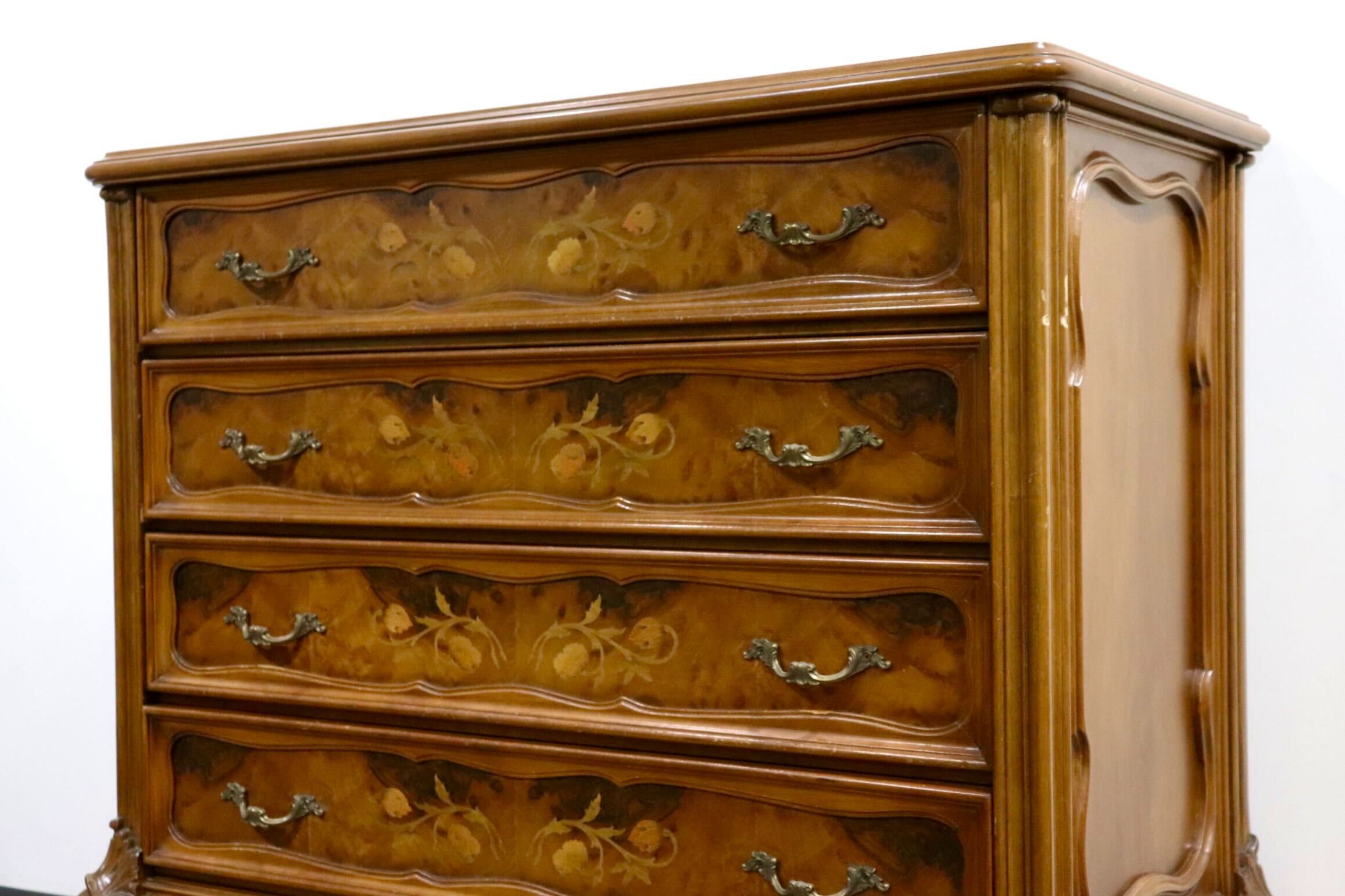 GMHN267B○イタリア製 西洋 アンティーク 4段チェスト 洋服タンス 整理