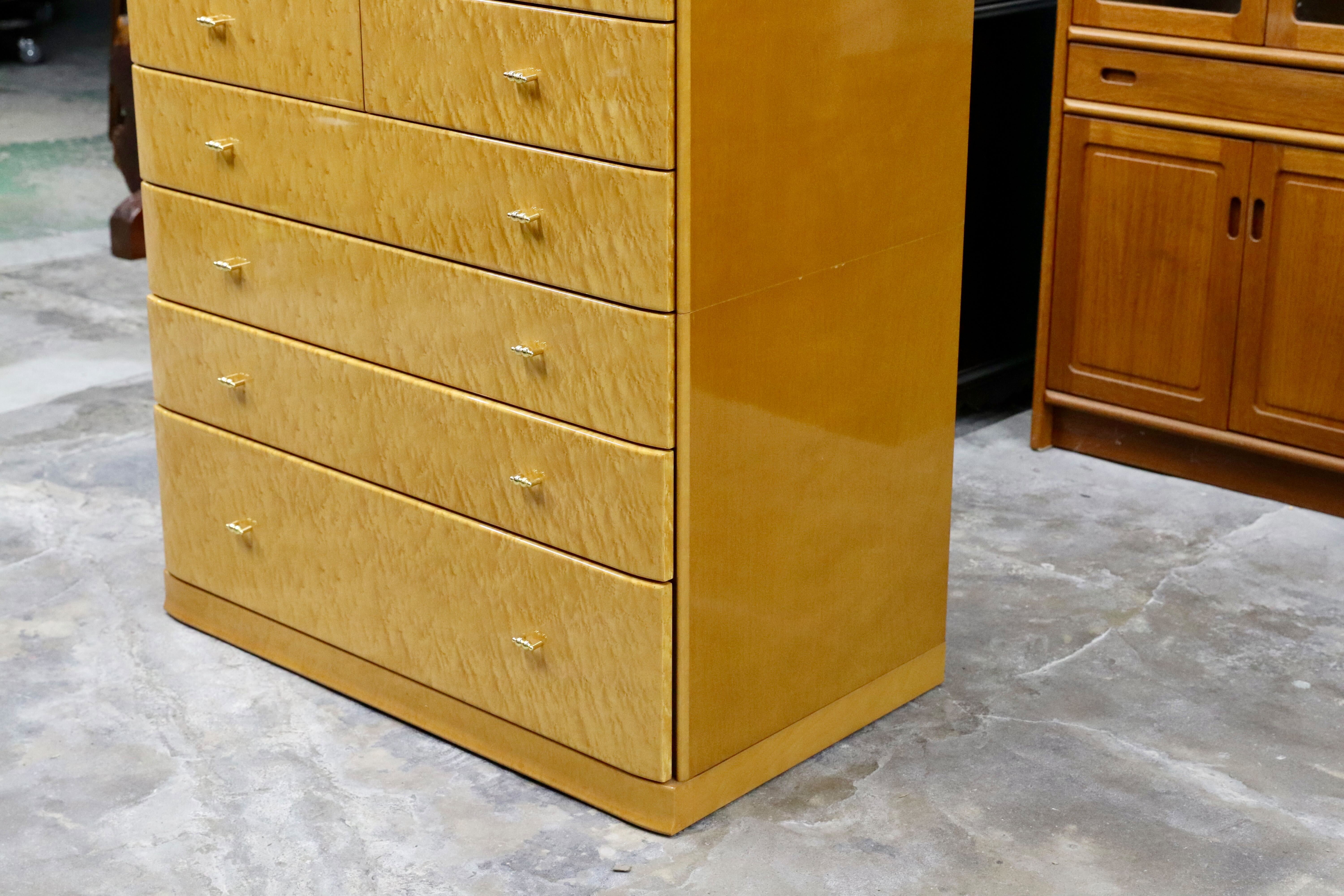 GMIK491○府中家具 最高級 整理箪笥 引出し収納家具 バーズアイ