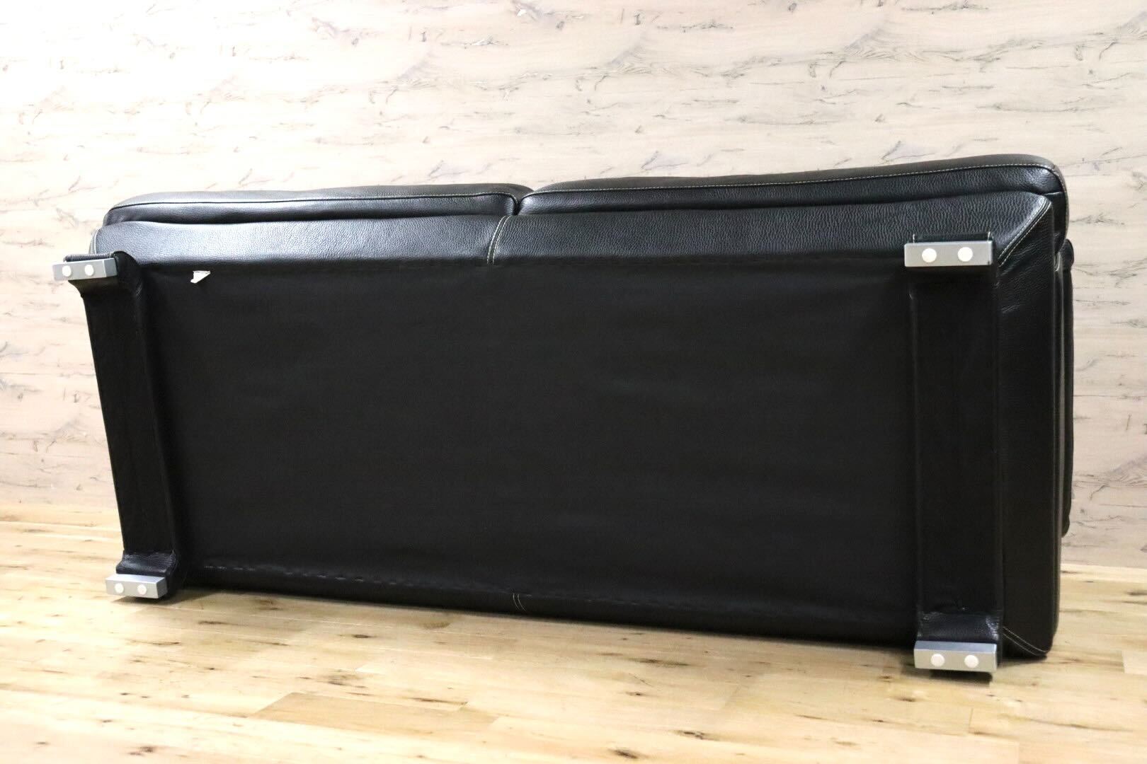 GMGK466○IDC大塚家具 L/S LUXE-01 3人掛けソファ トリプルソファ 黒