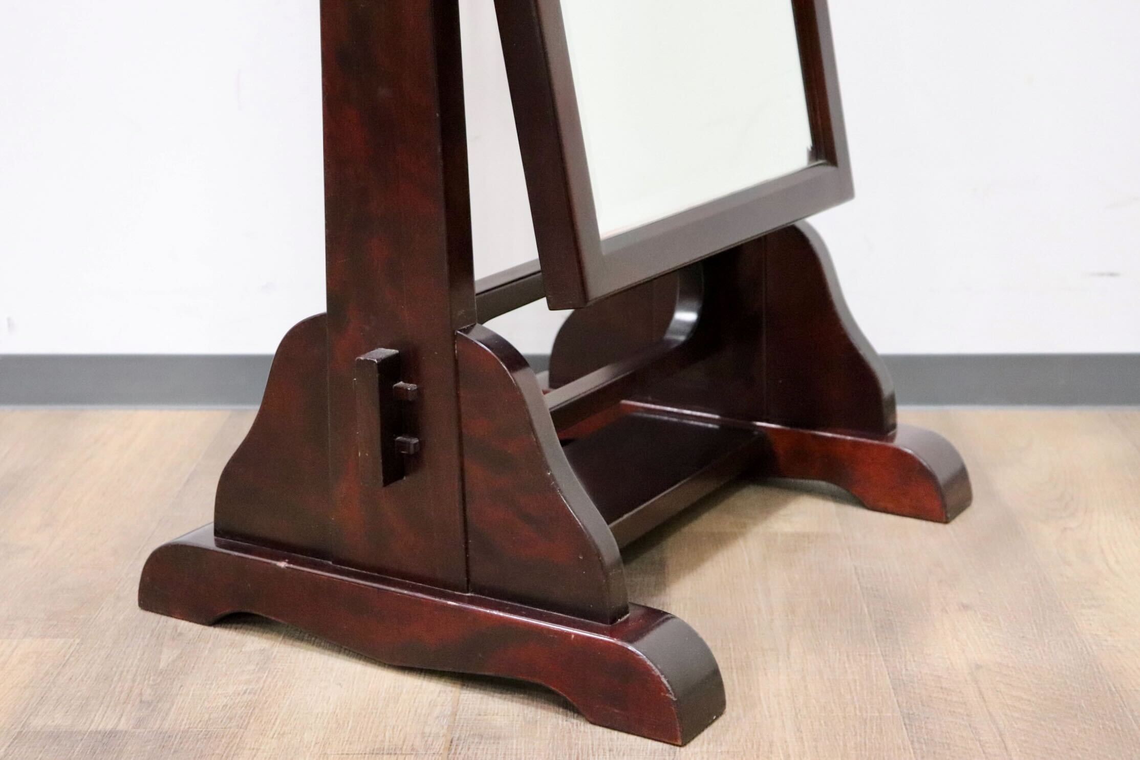 GMGF107○安芸民芸 スタンドミラー 鏡 姿見 全身鏡 椛 樺材 無垢材 和