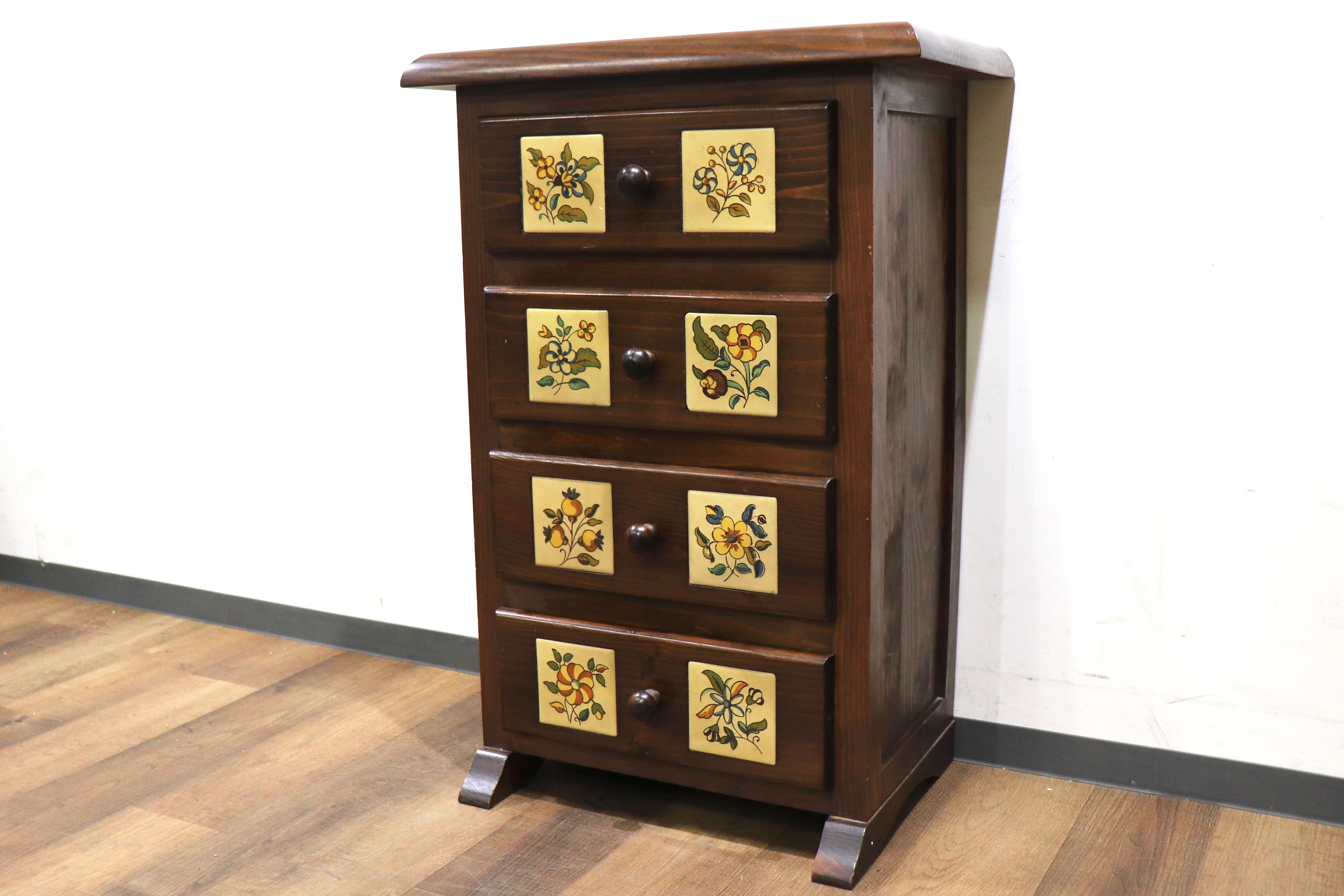 GMHK548○バレンシア家具 スペイン製 タイルチェスト 4段チェスト
