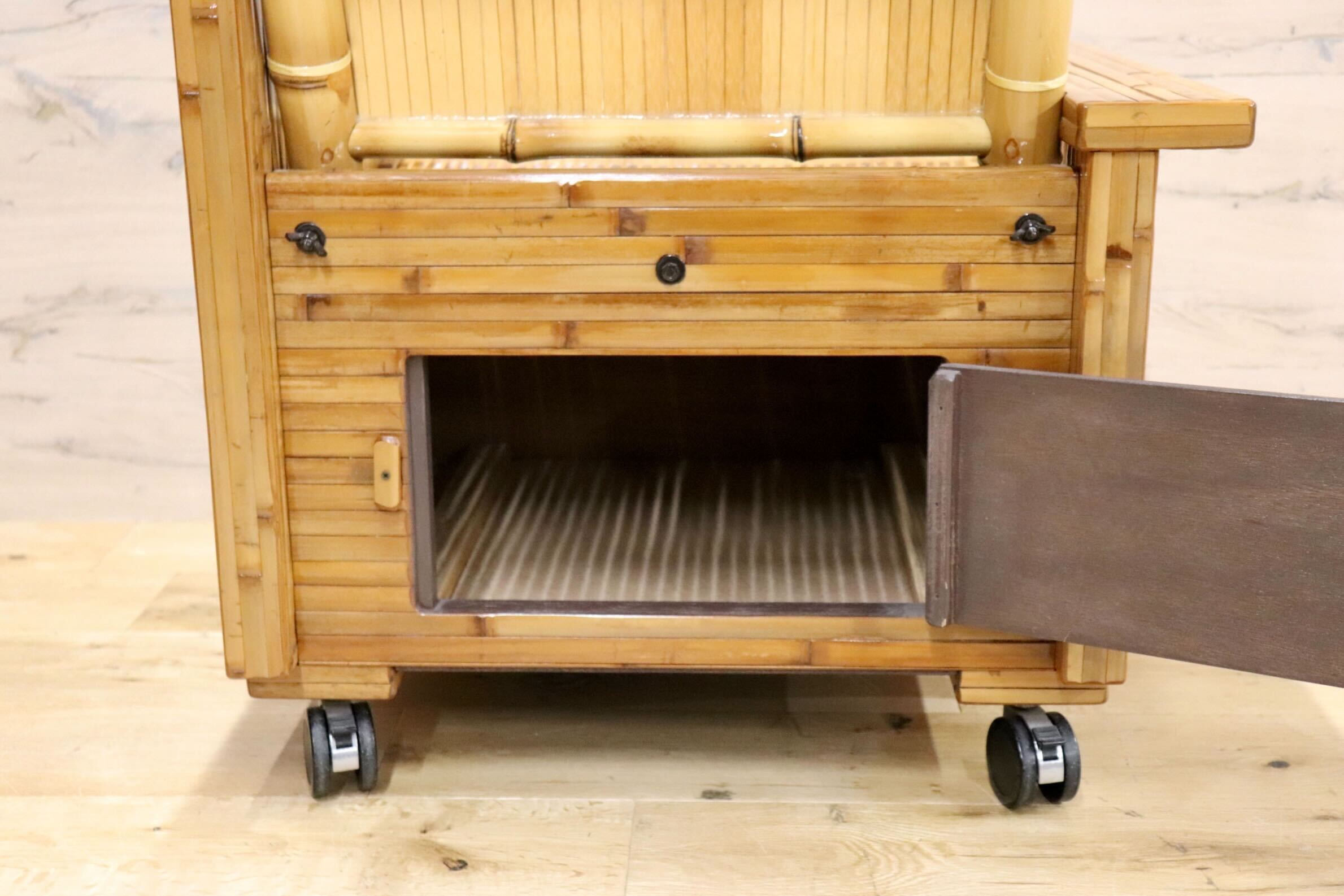 GMGN375○梅里竹芸 1人掛けソファ アームチェア 左高タイプ 高級 真竹