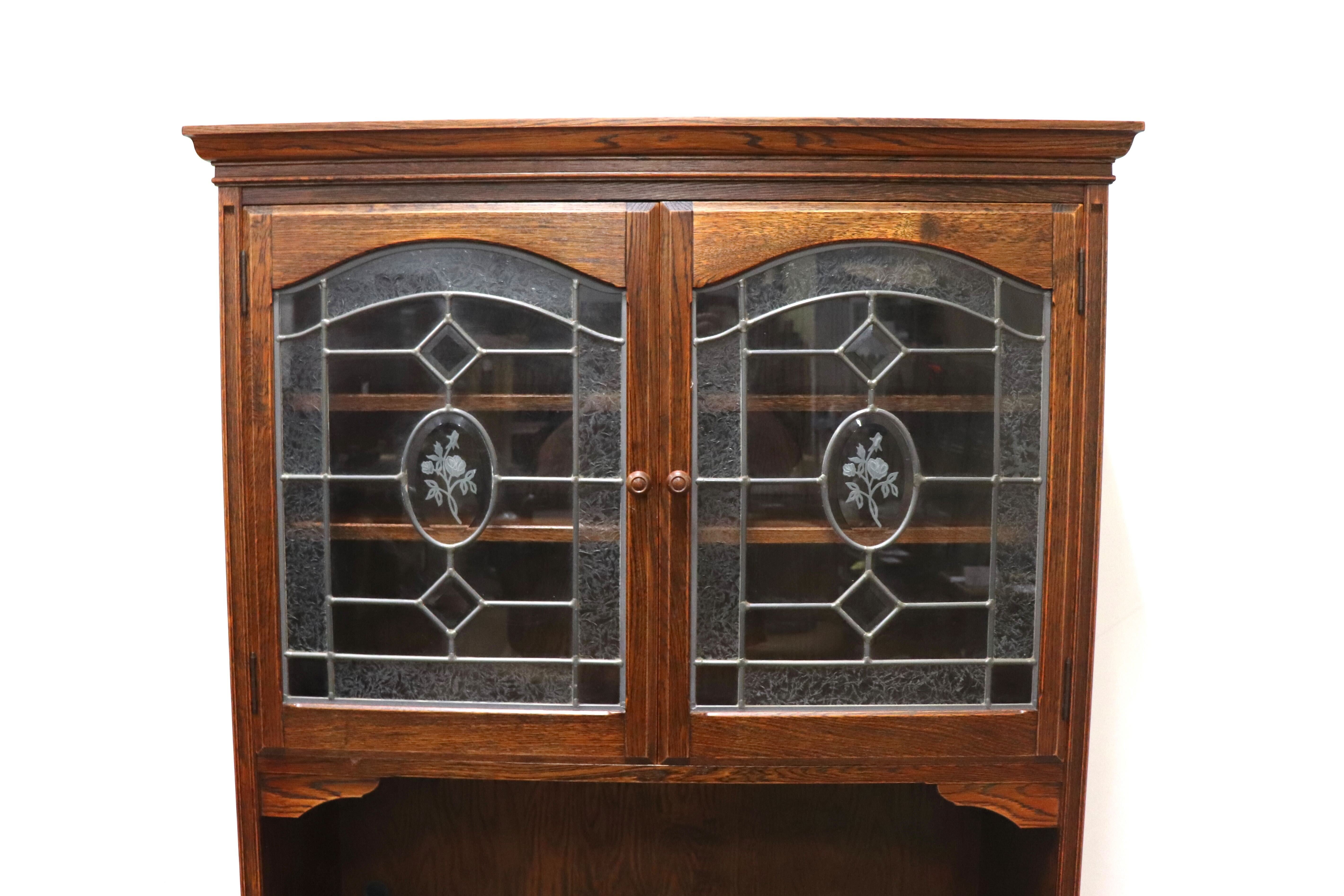 GMHK391○三越家具 Brugge ブルージュ食器棚 本棚 飾り棚 ステンド