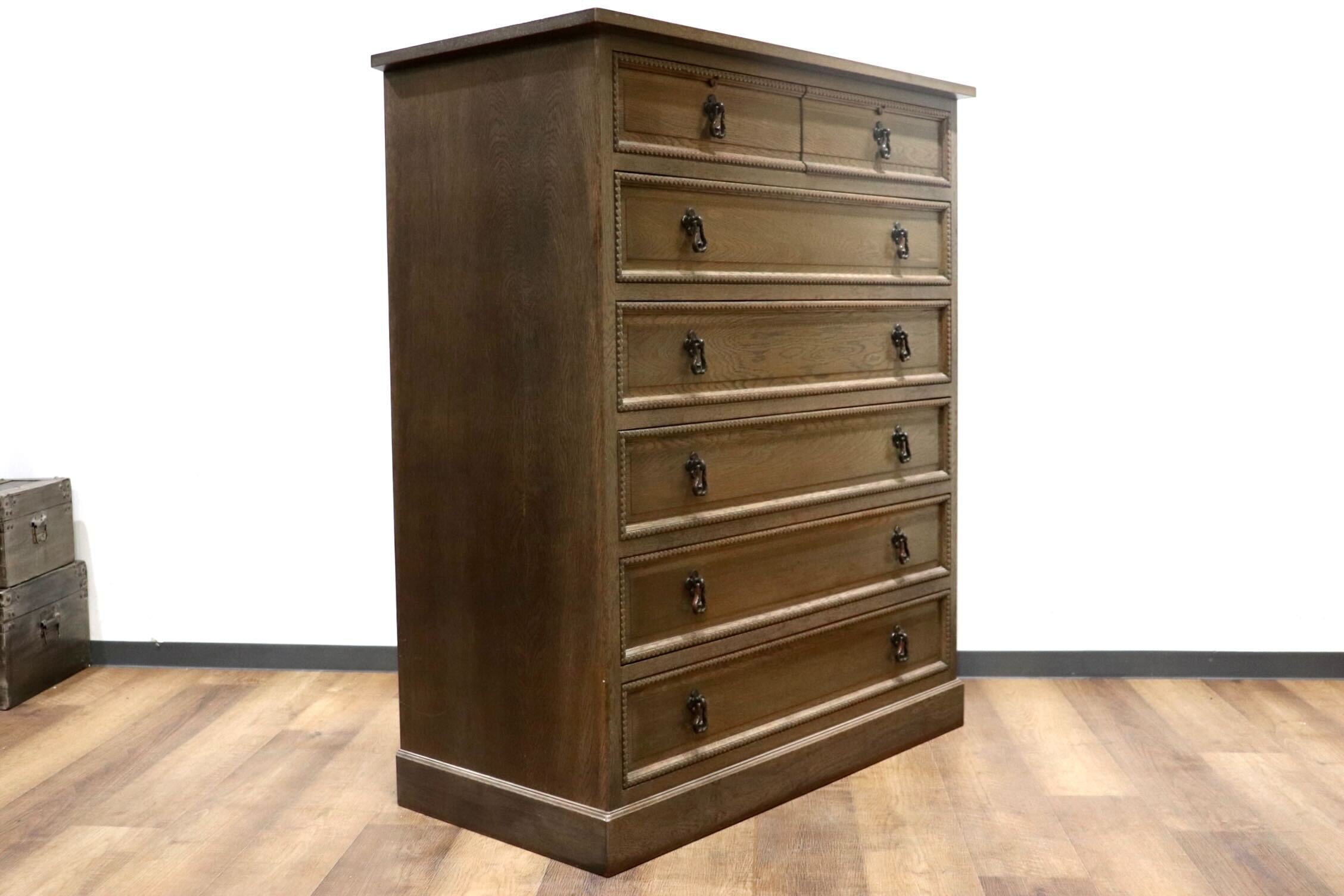 GMHK615○神戸家具 洋家具 6段チェスト 整理タンス 収納家具 彫刻