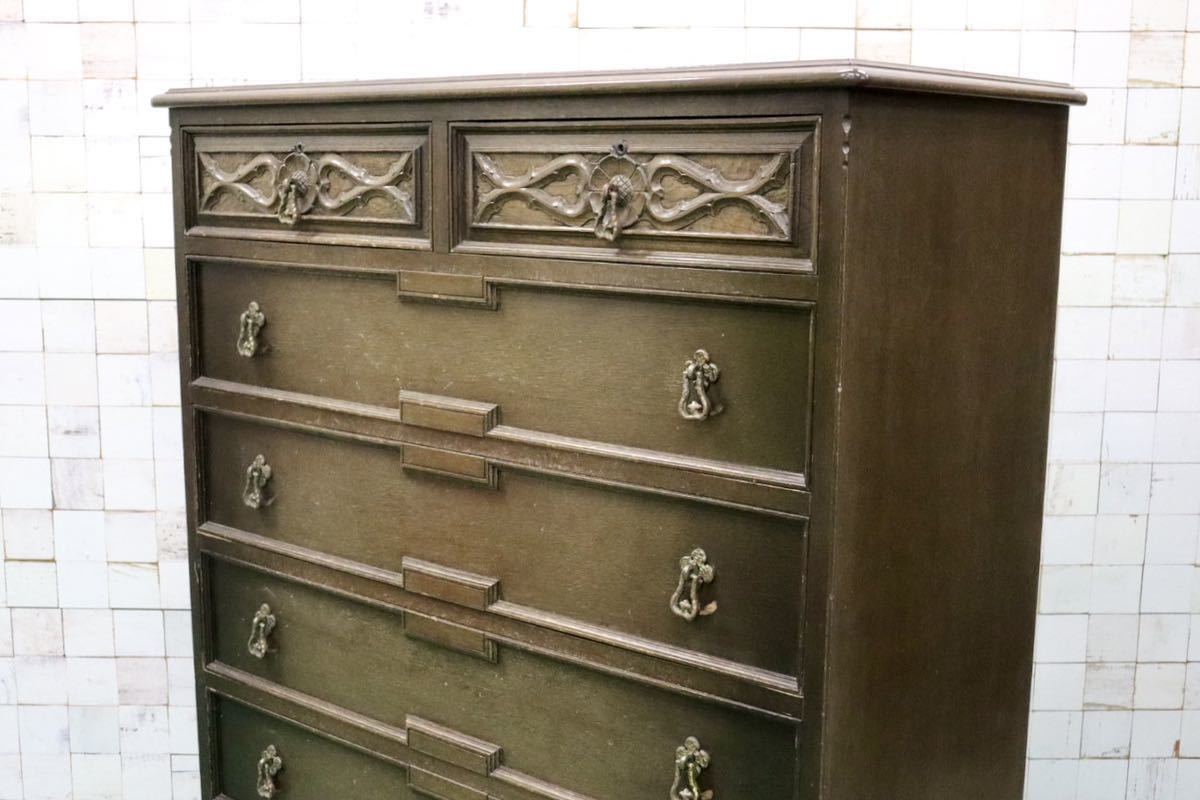 GMFT430○神戸洋家具 たかねや 6段チェスト 整理タンス 収納家具 彫刻